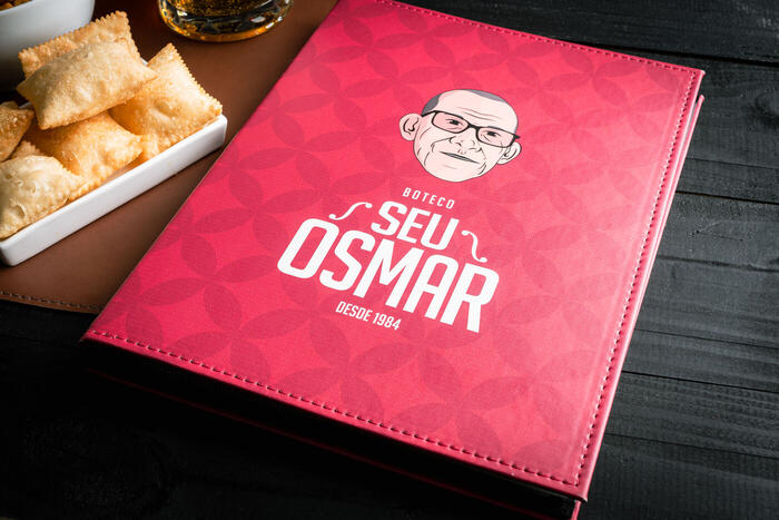 cardápio em couro impresso personalizado