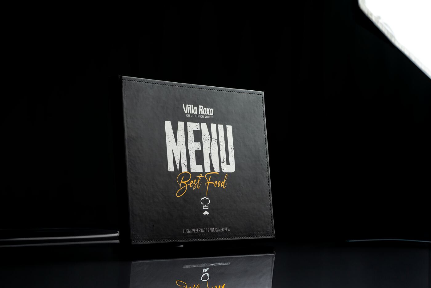 cardápio em couro impresso personalizado