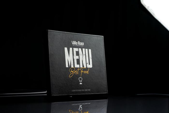 cardápio em couro impresso personalizado