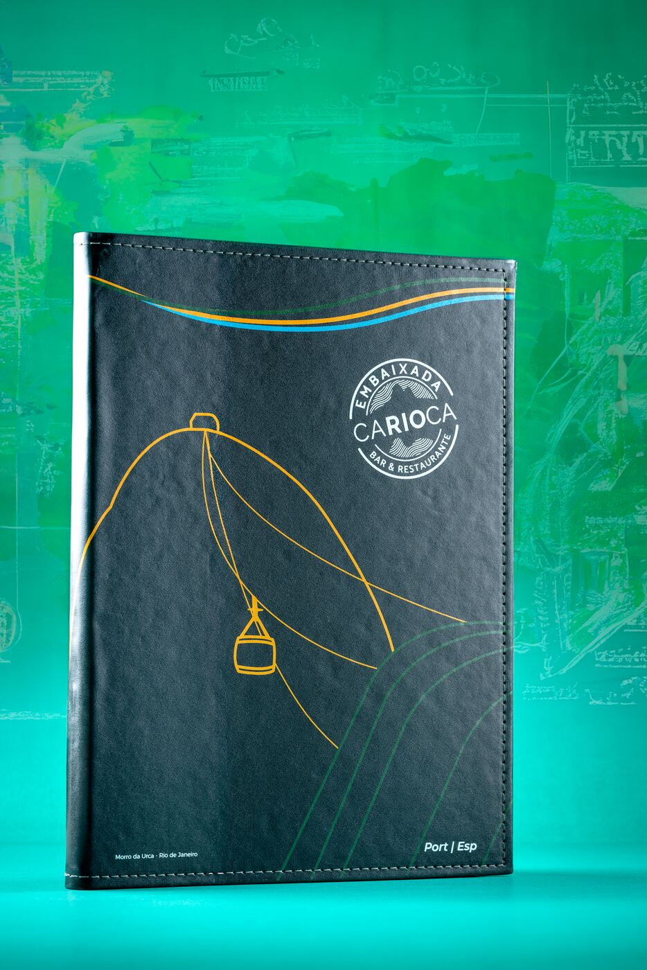 cardápio em couro sintético personalizado