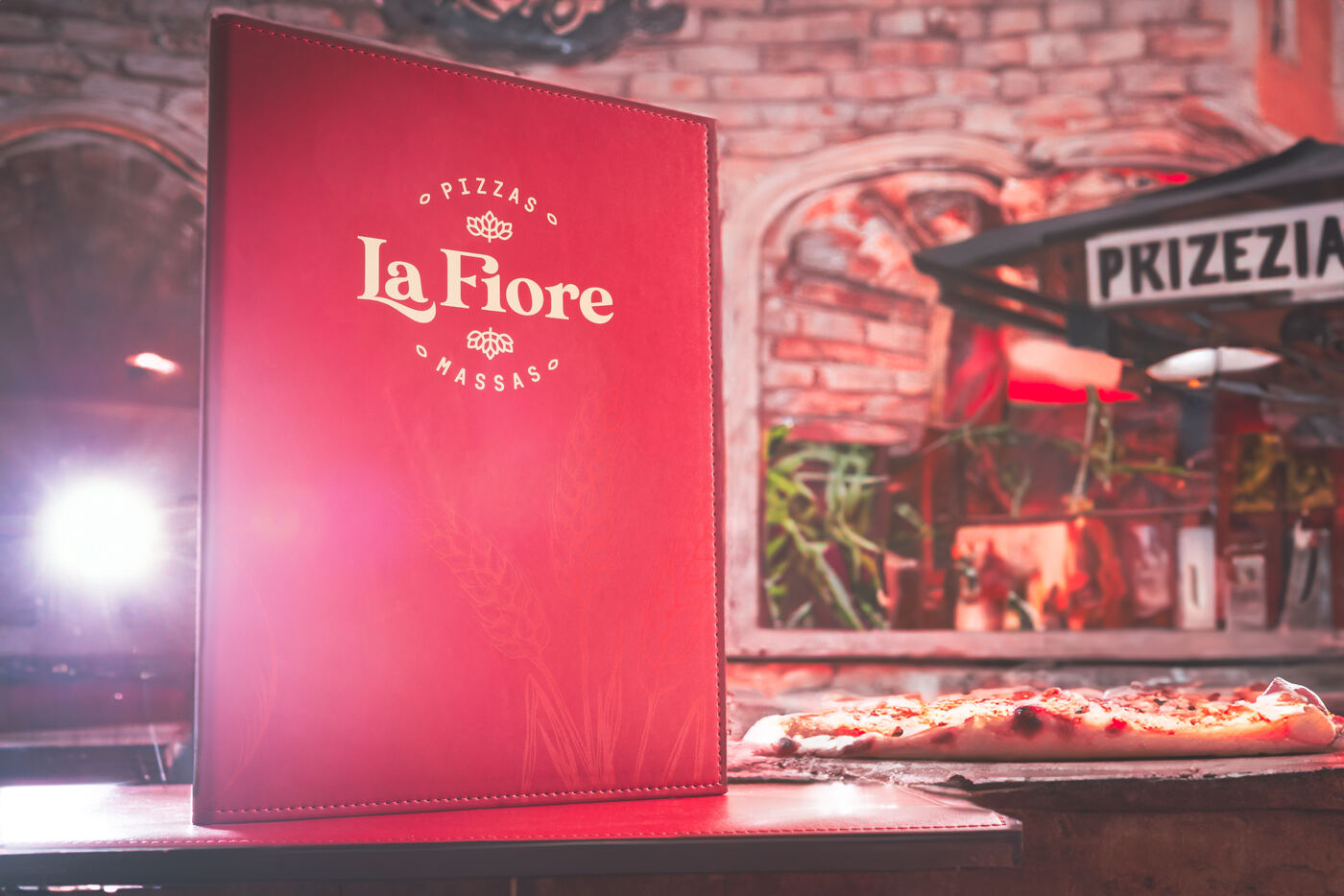 cardápio em couro impresso para pizzaria