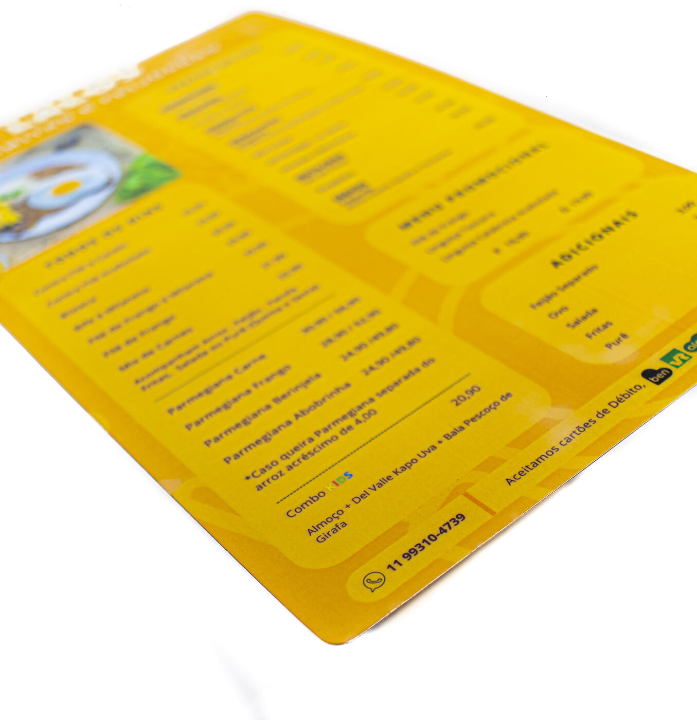 cardápio para praça de alimentação com engenharia de cardápio