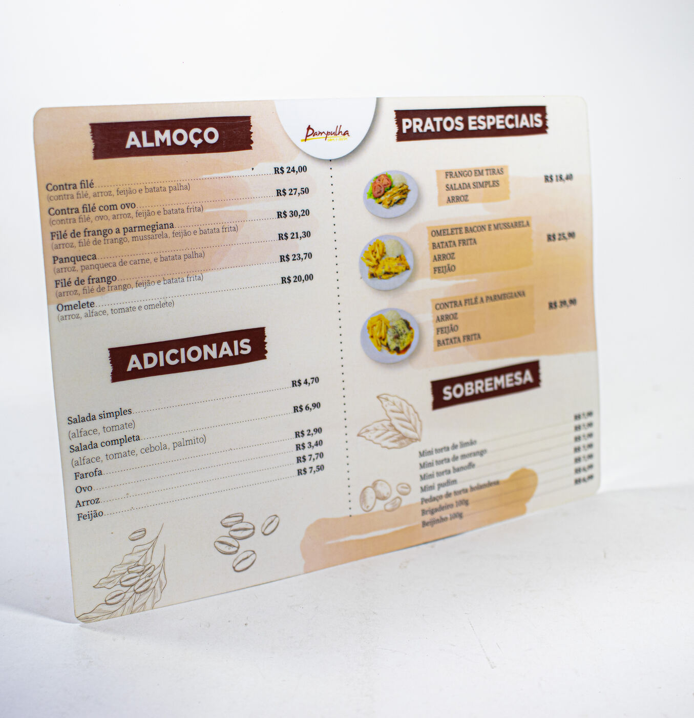 cardápio para praça de alimentação com engenharia de cardápio