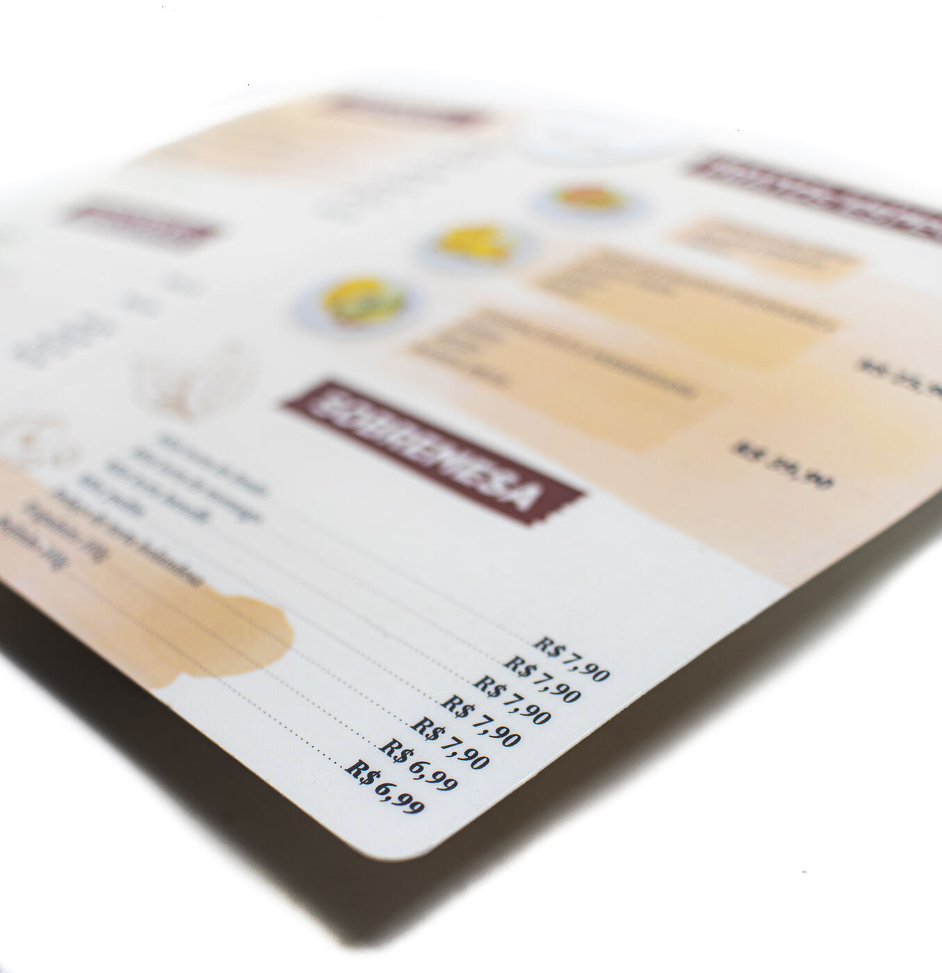 cardápio para praça de alimentação com engenharia de cardápio